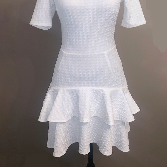 Aqua Textured Ruffle-Hem Dress - Picture 4 of 5